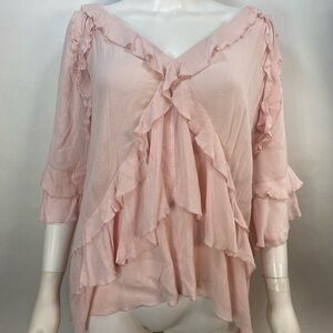 IRO Abby Tiered Ruffle Blouse Light Pink